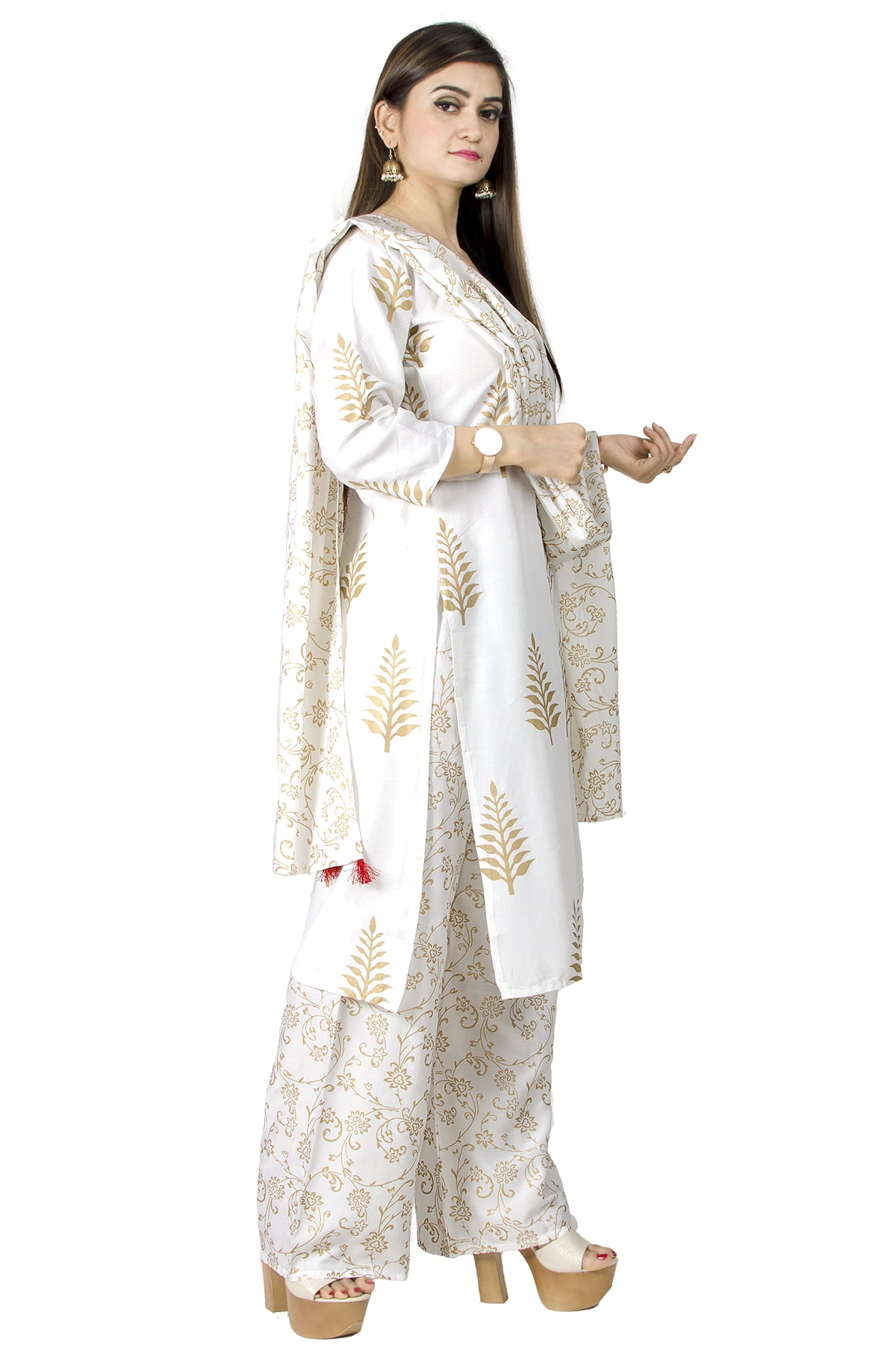 Pistachio Gold Kurti With Kalidaar Palazzo at Rs 4499.00 | Palazzo Suit |  ID: 2849556751348